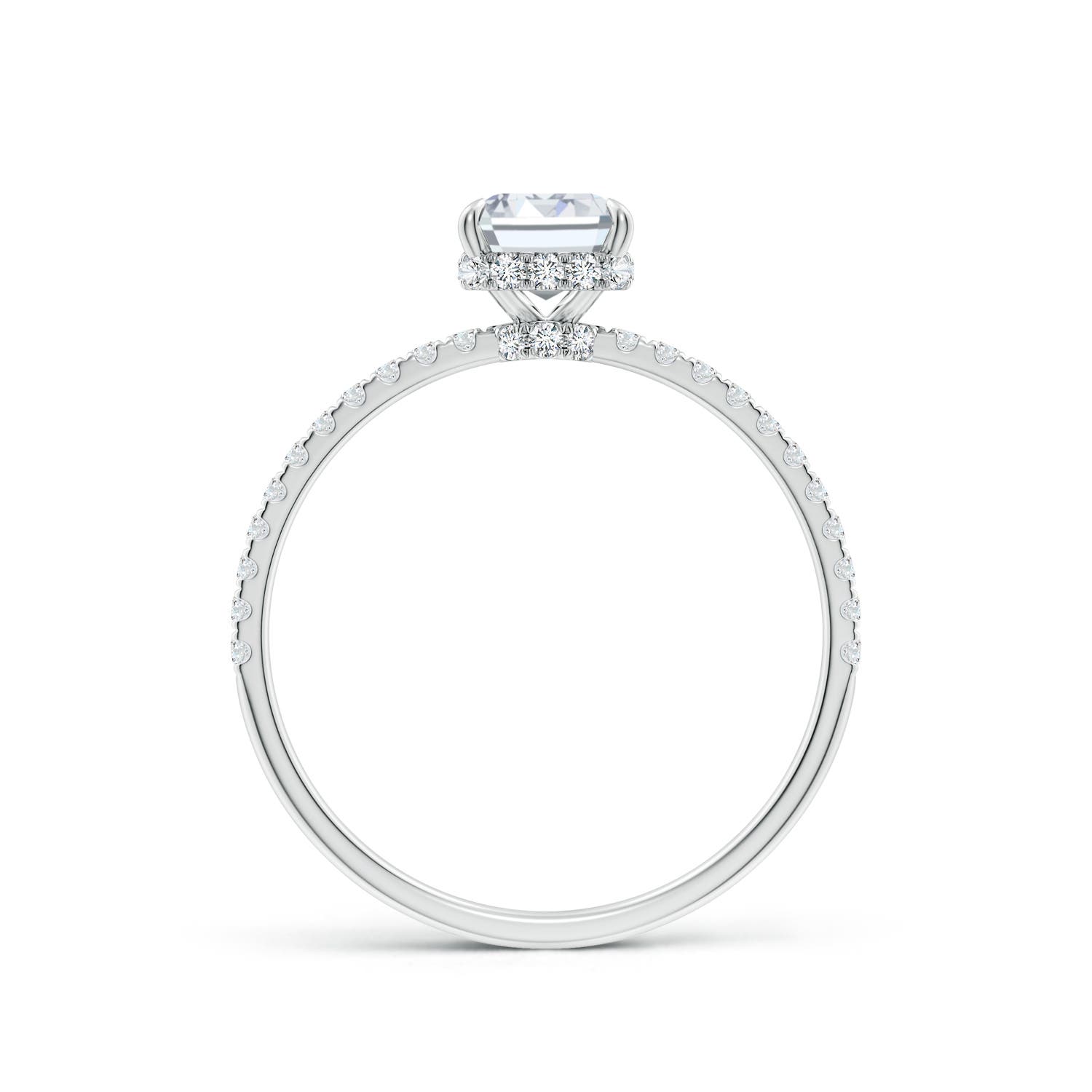 7x5mm FGVS Lab-Grown Emerald-Cut Diamond Hidden Halo Classic Engagement Ring in White Gold - side 3