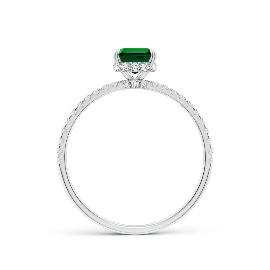 7x5mm Labgrown Lab-Grown Emerald-Cut Emerald Hidden Halo Classic Engagement Ring in White Gold side 199