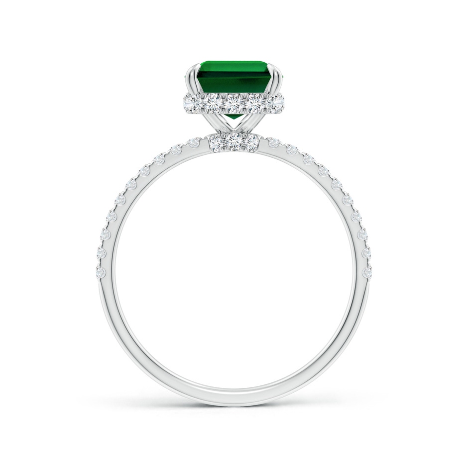 9x7mm Labgrown Lab-Grown Emerald-Cut Emerald Hidden Halo Classic Engagement Ring in White Gold side 199