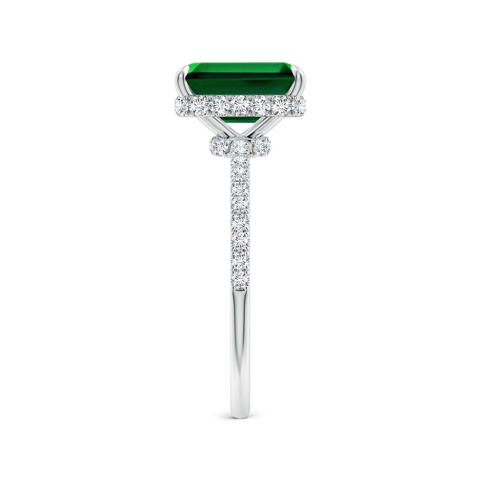 9x7mm Labgrown Lab-Grown Emerald-Cut Emerald Hidden Halo Classic Engagement Ring in White Gold side 299