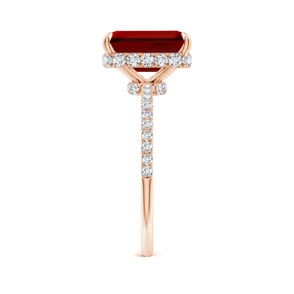 10x8mm Labgrown Lab-Grown Emerald-Cut Ruby Hidden Halo Classic Engagement Ring in Rose Gold side 299