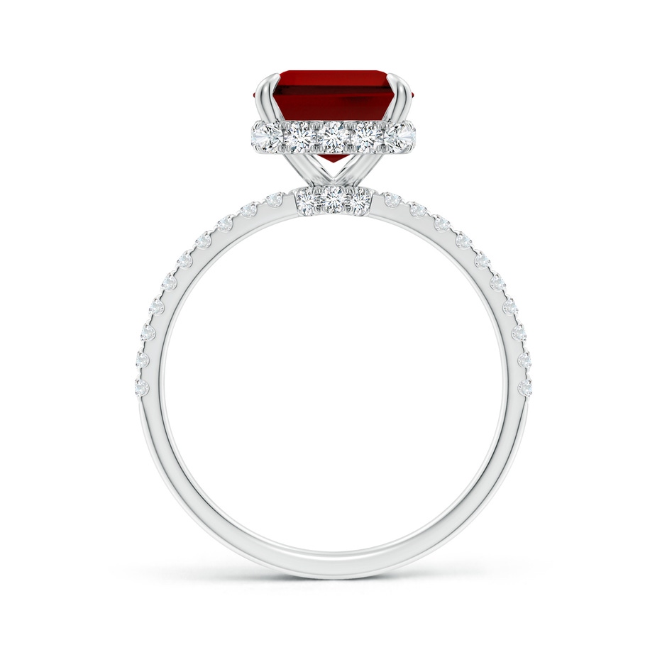 10x8mm Labgrown Lab-Grown Emerald-Cut Ruby Hidden Halo Classic Engagement Ring in White Gold side 199