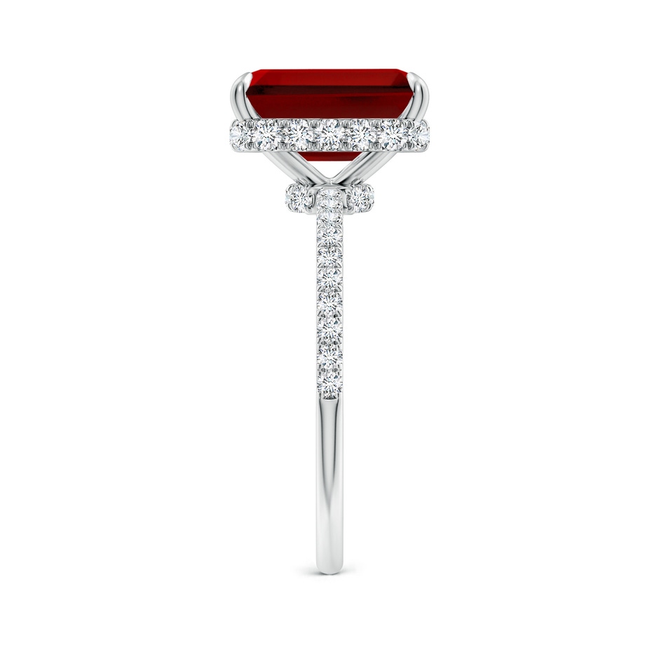 10x8mm Labgrown Lab-Grown Emerald-Cut Ruby Hidden Halo Classic Engagement Ring in White Gold side 299