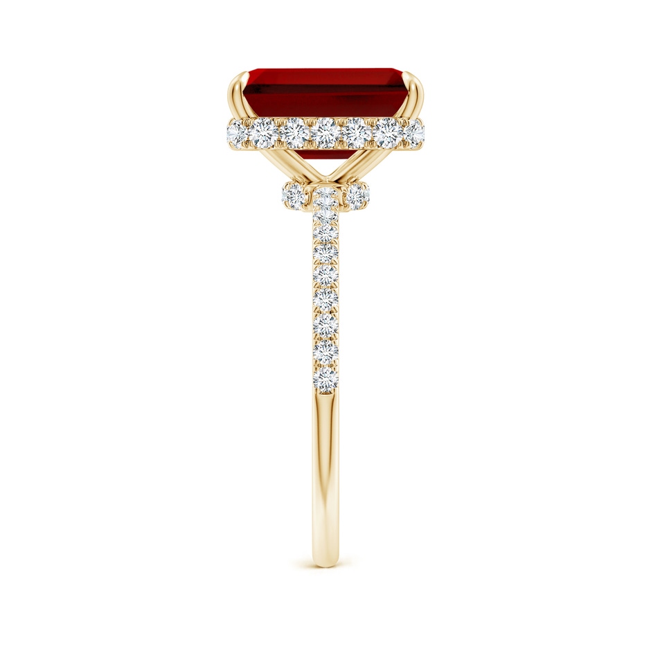 10x8mm Labgrown Lab-Grown Emerald-Cut Ruby Hidden Halo Classic Engagement Ring in Yellow Gold side 299
