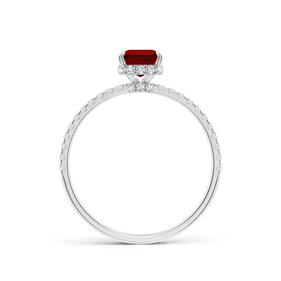 7x5mm Labgrown Lab-Grown Emerald-Cut Ruby Hidden Halo Classic Engagement Ring in White Gold side 199