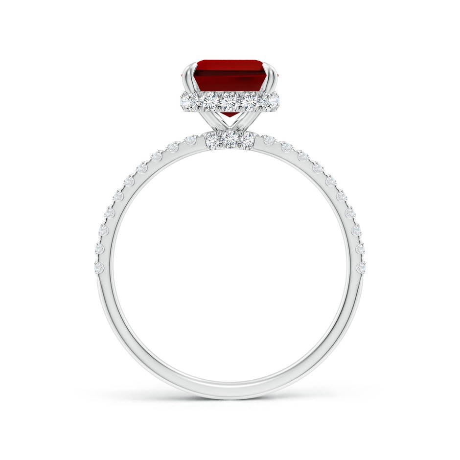 9x7mm Labgrown Lab-Grown Emerald-Cut Ruby Hidden Halo Classic Engagement Ring in White Gold side 199