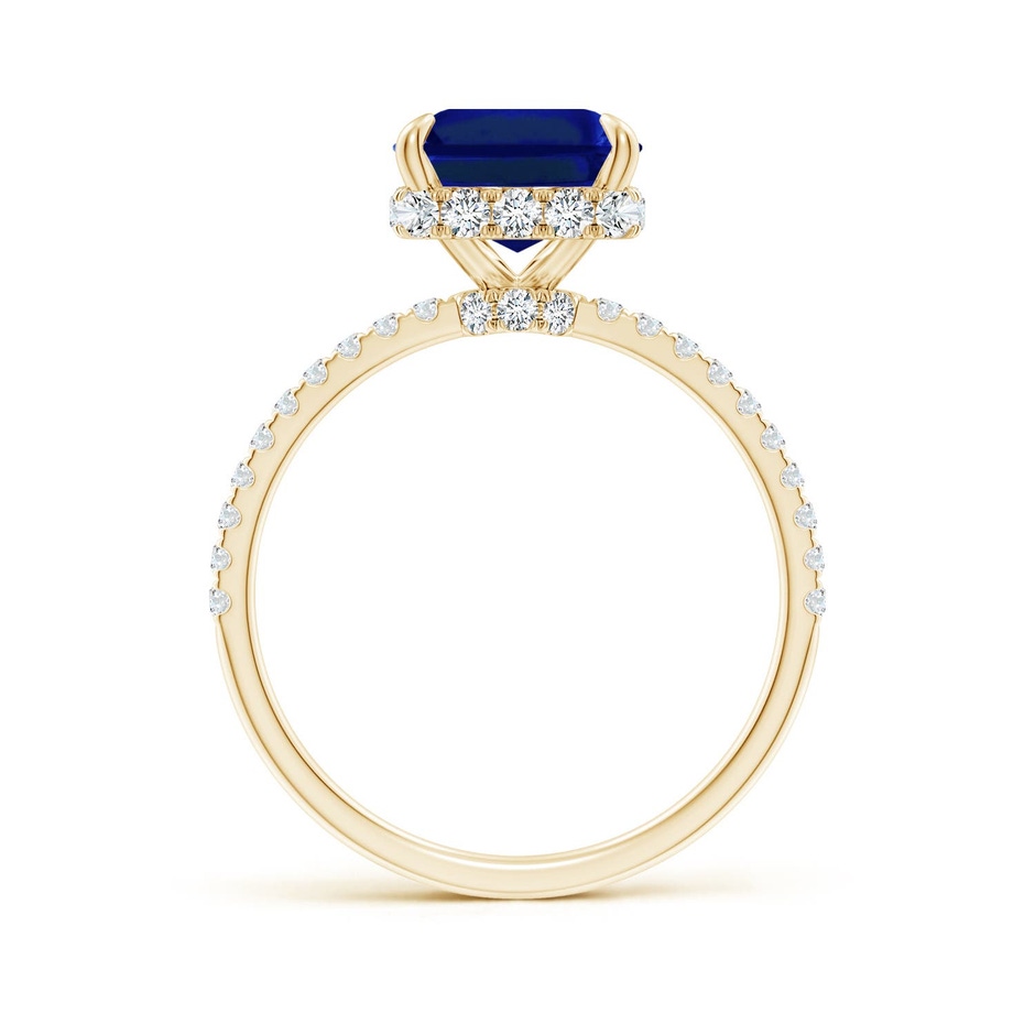 10x8mm Labgrown Lab-Grown Emerald-Cut Blue Sapphire Hidden Halo Classic Engagement Ring in 18K Yellow Gold side 199