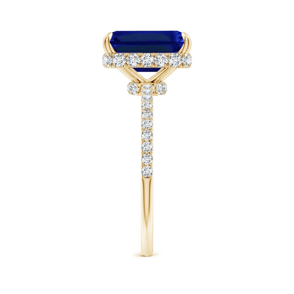10x8mm Labgrown Lab-Grown Emerald-Cut Blue Sapphire Hidden Halo Classic Engagement Ring in 18K Yellow Gold side 299