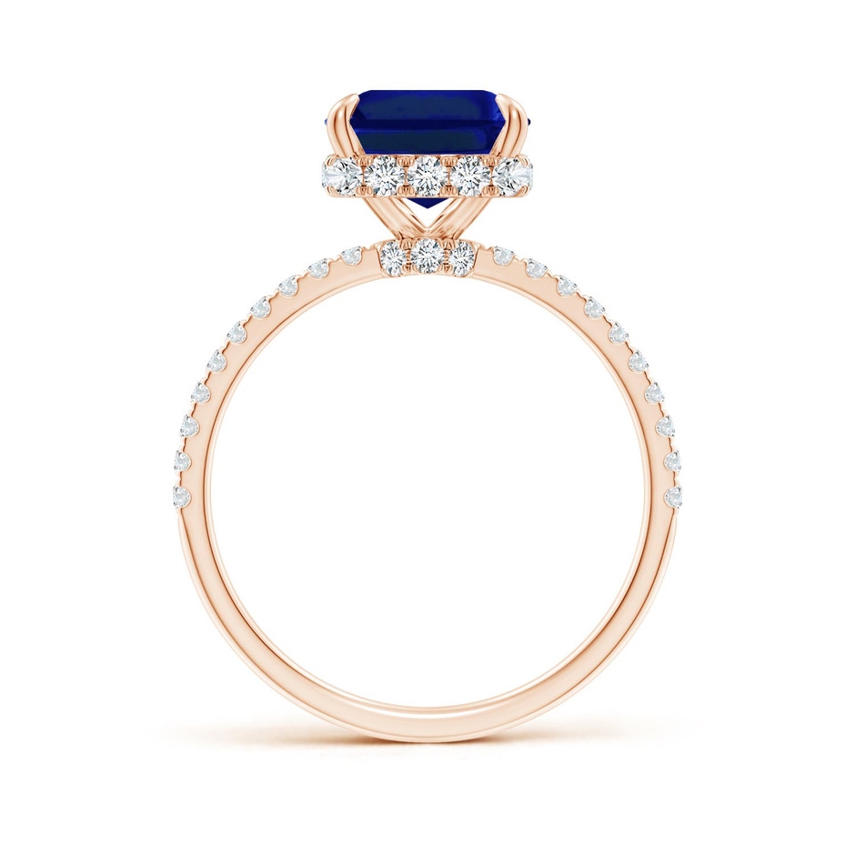 10x8mm Labgrown Lab-Grown Emerald-Cut Blue Sapphire Hidden Halo Classic Engagement Ring in Rose Gold side 199