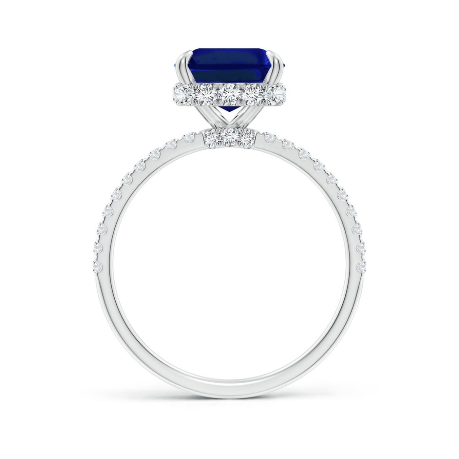 10x8mm Labgrown Lab-Grown Emerald-Cut Blue Sapphire Hidden Halo Classic Engagement Ring in White Gold side 199
