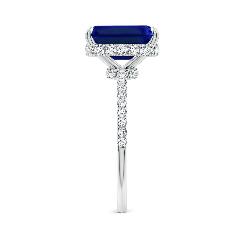 10x8mm Labgrown Lab-Grown Emerald-Cut Blue Sapphire Hidden Halo Classic Engagement Ring in White Gold side 299