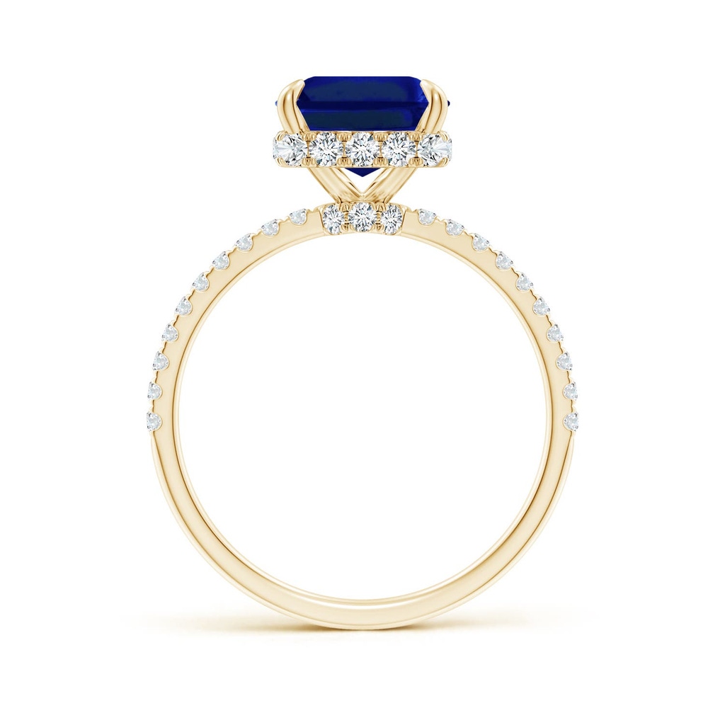 10x8mm Labgrown Lab-Grown Emerald-Cut Blue Sapphire Hidden Halo Classic Engagement Ring in Yellow Gold - side 199