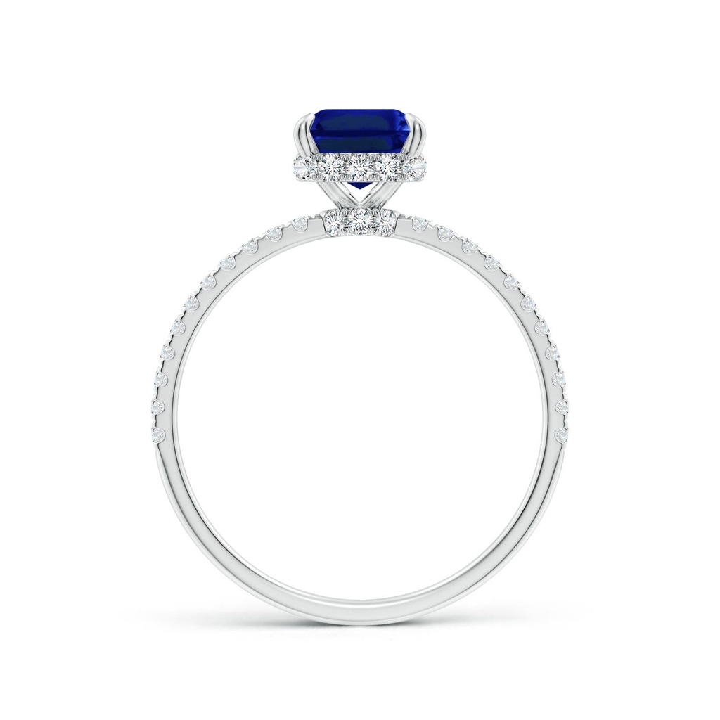 8x6mm Labgrown Lab-Grown Emerald-Cut Blue Sapphire Hidden Halo Classic Engagement Ring in White Gold - side 199