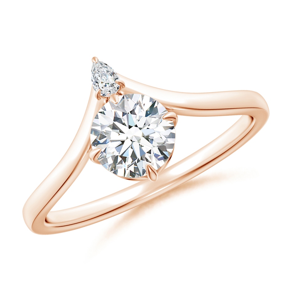 5.9mm FGVS Lab-Grown Prong-Set Round Diamond Chevron Engagement Ring in Rose Gold 