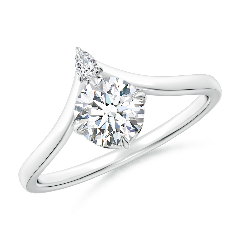 5.9mm FGVS Lab-Grown Prong-Set Round Diamond Chevron Engagement Ring in White Gold 
