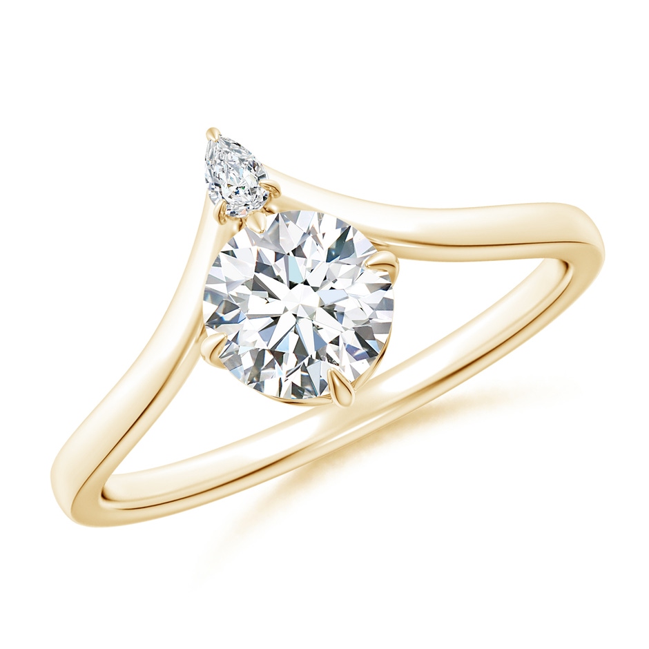 5.9mm FGVS Lab-Grown Prong-Set Round Diamond Chevron Engagement Ring in Yellow Gold 