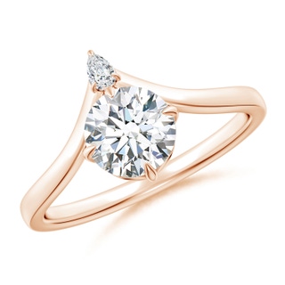 6.4mm FGVS Lab-Grown Prong-Set Round Diamond Chevron Engagement Ring in 9K Rose Gold