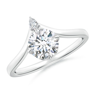 6.4mm FGVS Lab-Grown Prong-Set Round Diamond Chevron Engagement Ring in White Gold