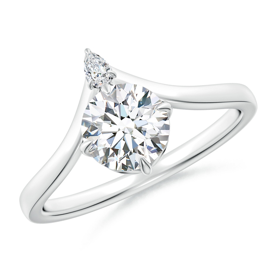 6.4mm FGVS Lab-Grown Prong-Set Round Diamond Chevron Engagement Ring in White Gold 