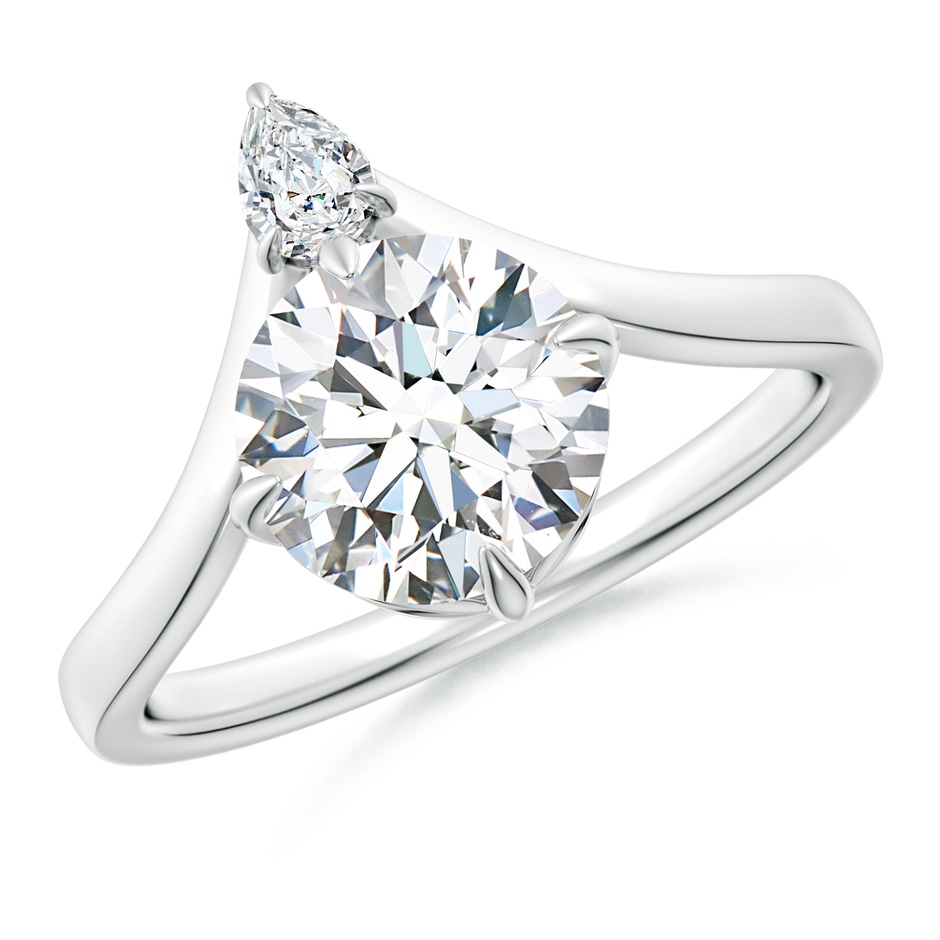 8mm FGVS Lab-Grown Prong-Set Round Diamond Chevron Engagement Ring in 18K White Gold 