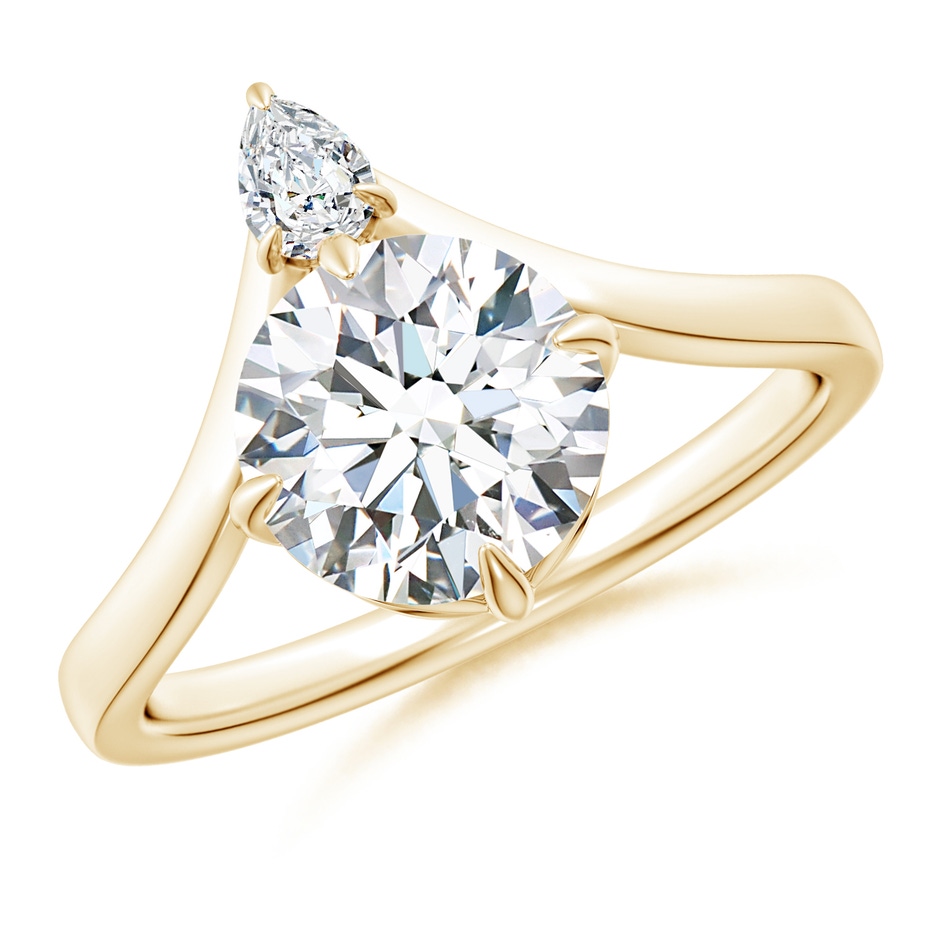 8mm FGVS Lab-Grown Prong-Set Round Diamond Chevron Engagement Ring in Yellow Gold 