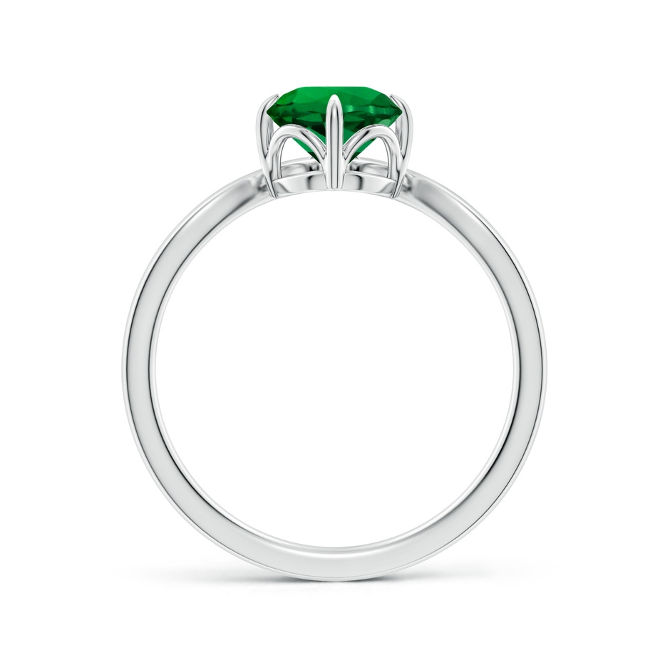 6.5mm Labgrown Lab-Grown Prong-Set Round Emerald Chevron Engagement Ring in P950 Platinum side 199