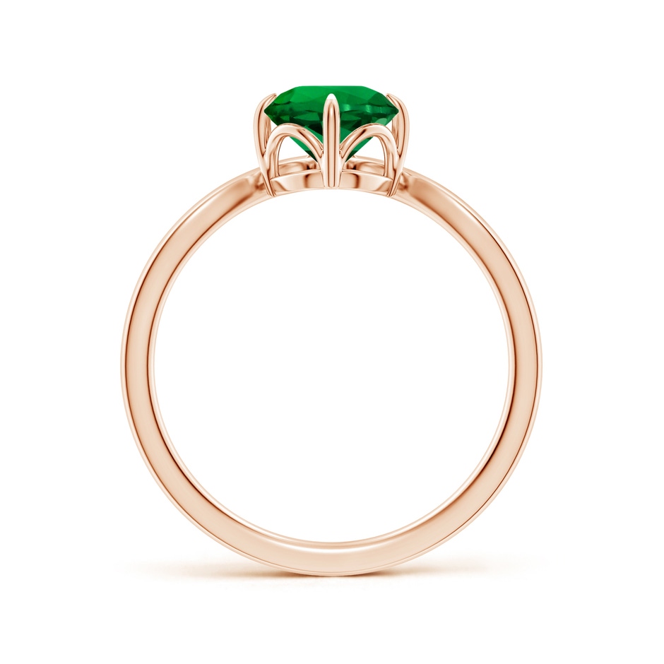 6.5mm Labgrown Lab-Grown Prong-Set Round Emerald Chevron Engagement Ring in Rose Gold side 199