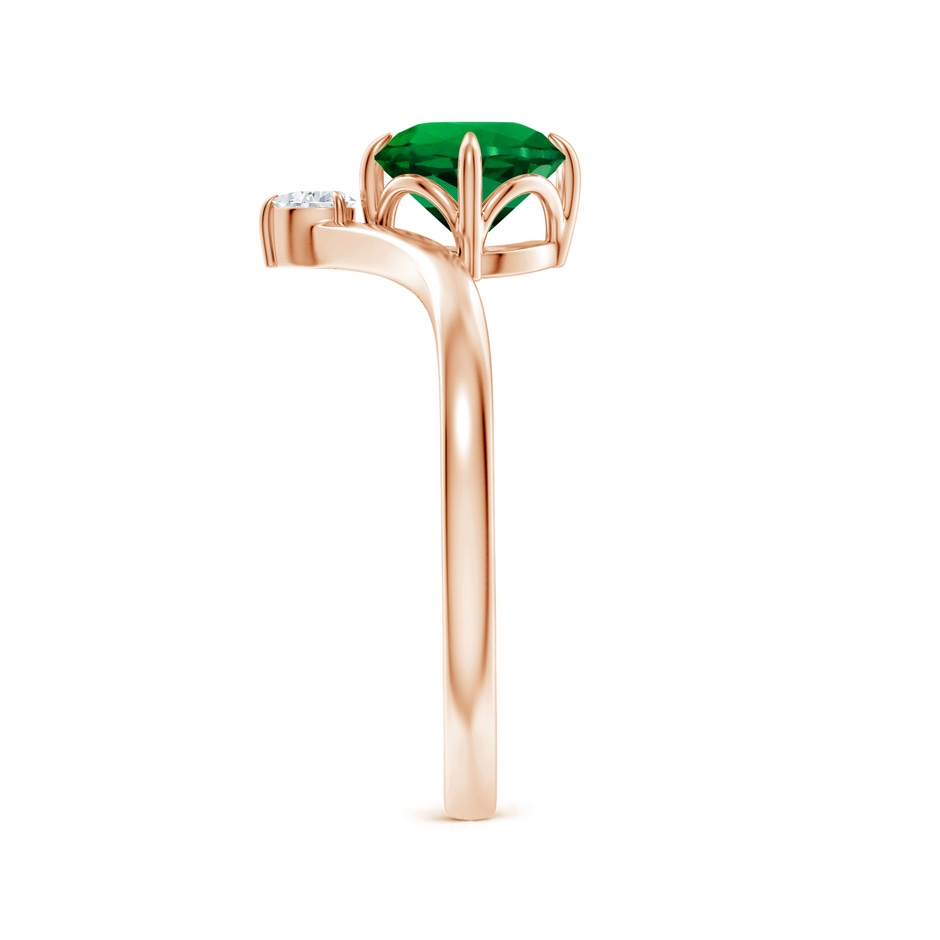 6.5mm Labgrown Lab-Grown Prong-Set Round Emerald Chevron Engagement Ring in Rose Gold side 299