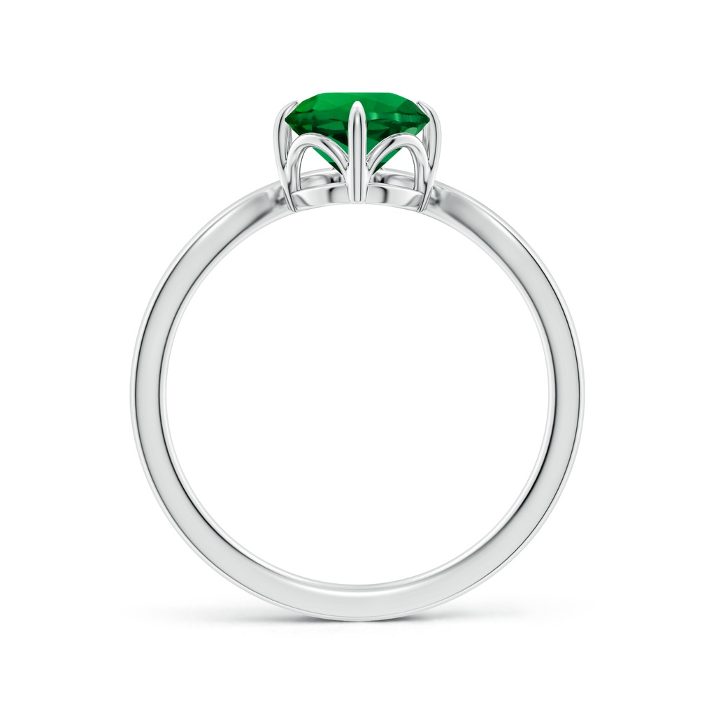 6.5mm Labgrown Lab-Grown Prong-Set Round Emerald Chevron Engagement Ring in White Gold Side 199