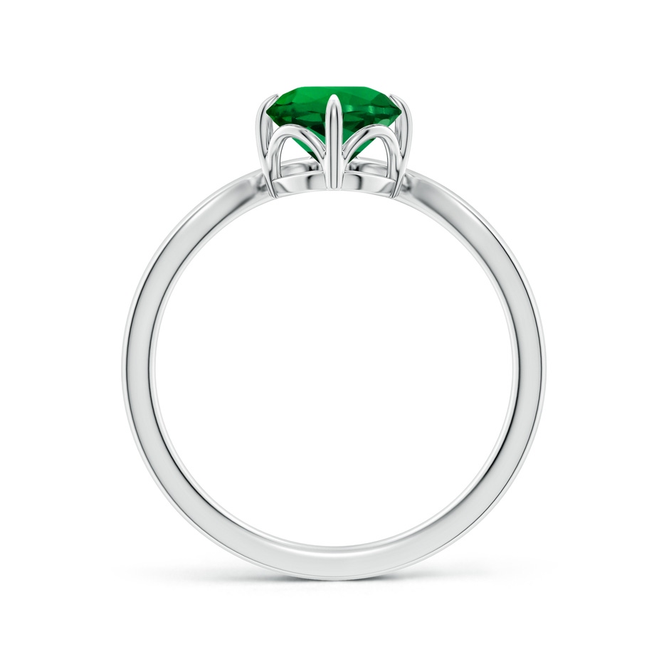 6.5mm Labgrown Lab-Grown Prong-Set Round Emerald Chevron Engagement Ring in White Gold side 199