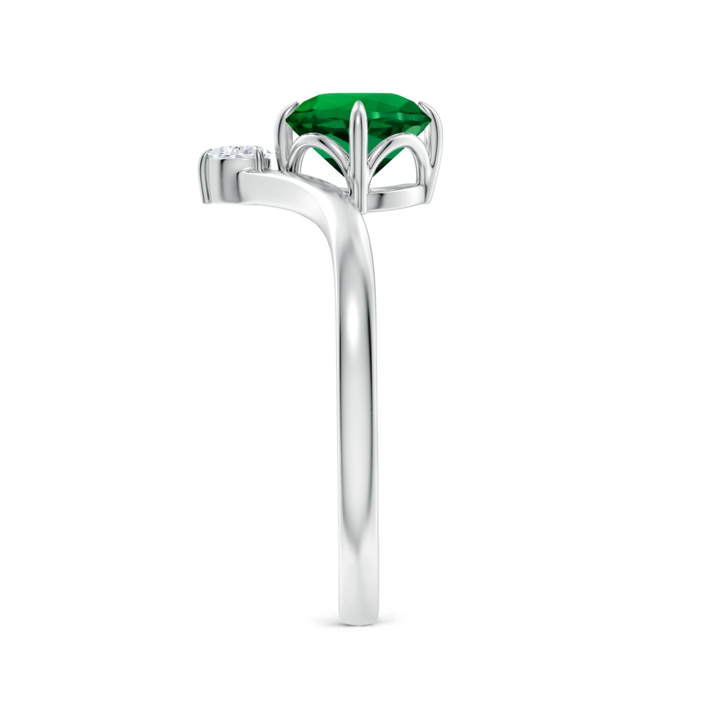 6.5mm Labgrown Lab-Grown Prong-Set Round Emerald Chevron Engagement Ring in White Gold Side 299