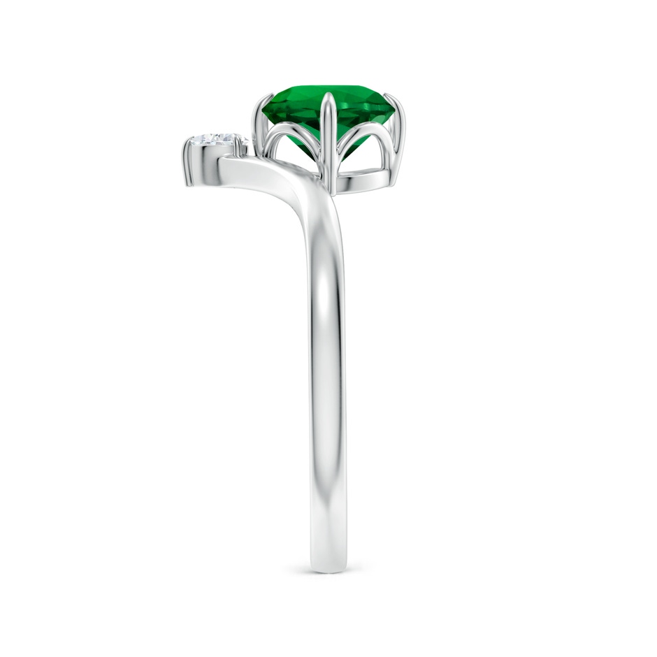 6.5mm Labgrown Lab-Grown Prong-Set Round Emerald Chevron Engagement Ring in White Gold side 299