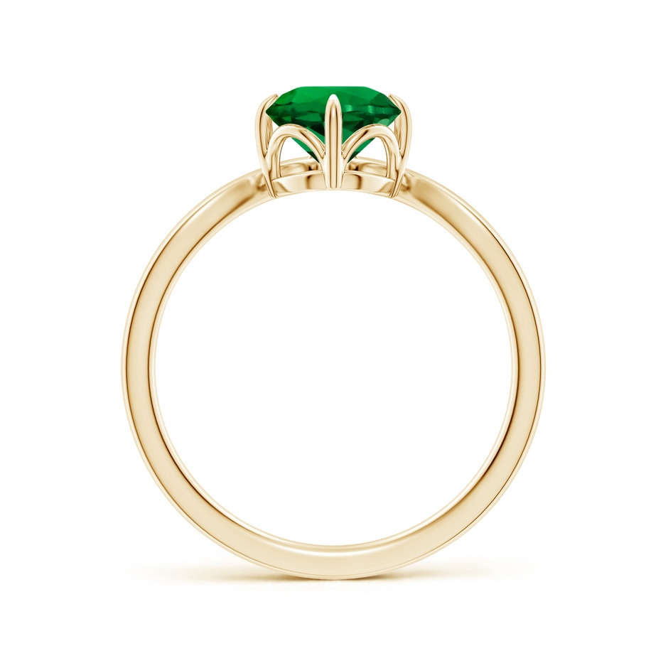 6.5mm Labgrown Lab-Grown Prong-Set Round Emerald Chevron Engagement Ring in Yellow Gold side 199