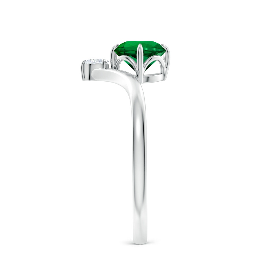 6mm Labgrown Lab-Grown Prong-Set Round Emerald Chevron Engagement Ring in P950 Platinum side 299