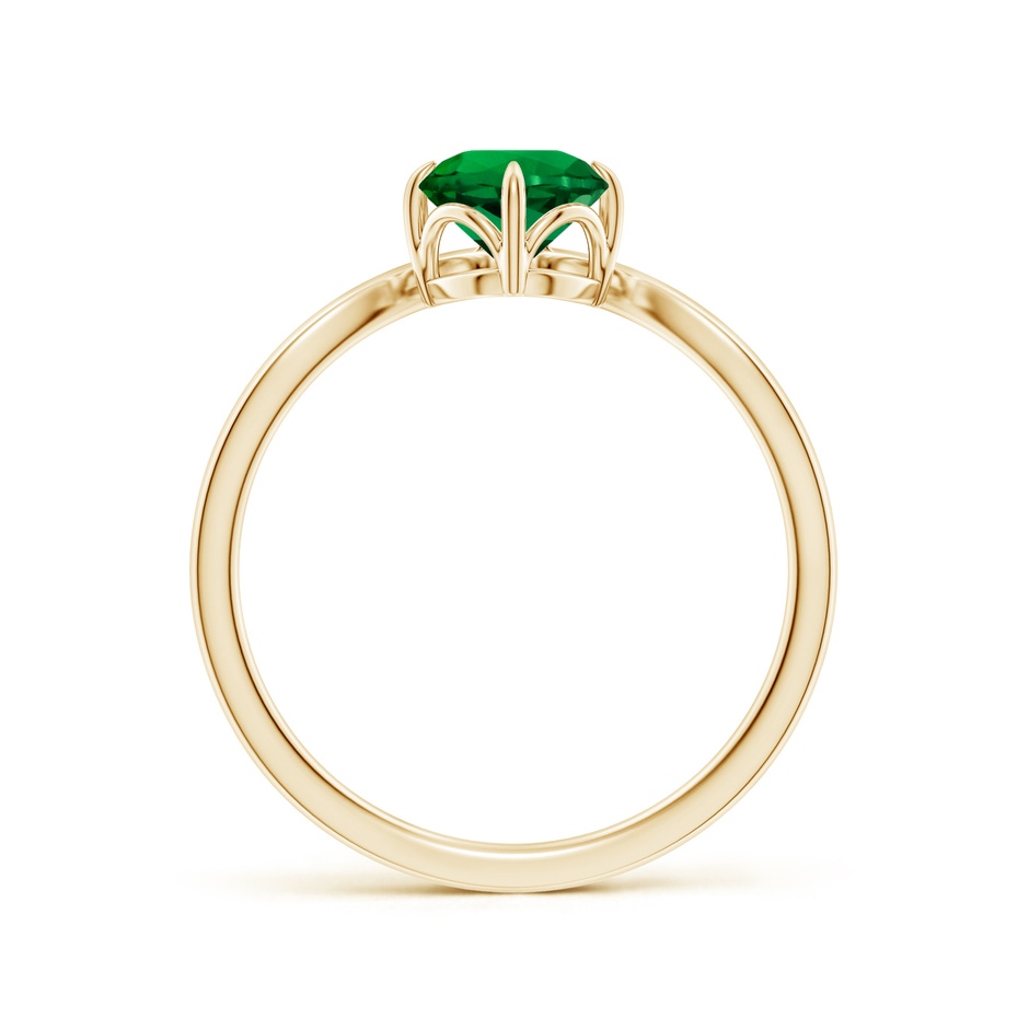 6mm Labgrown Lab-Grown Prong-Set Round Emerald Chevron Engagement Ring in Yellow Gold side 199