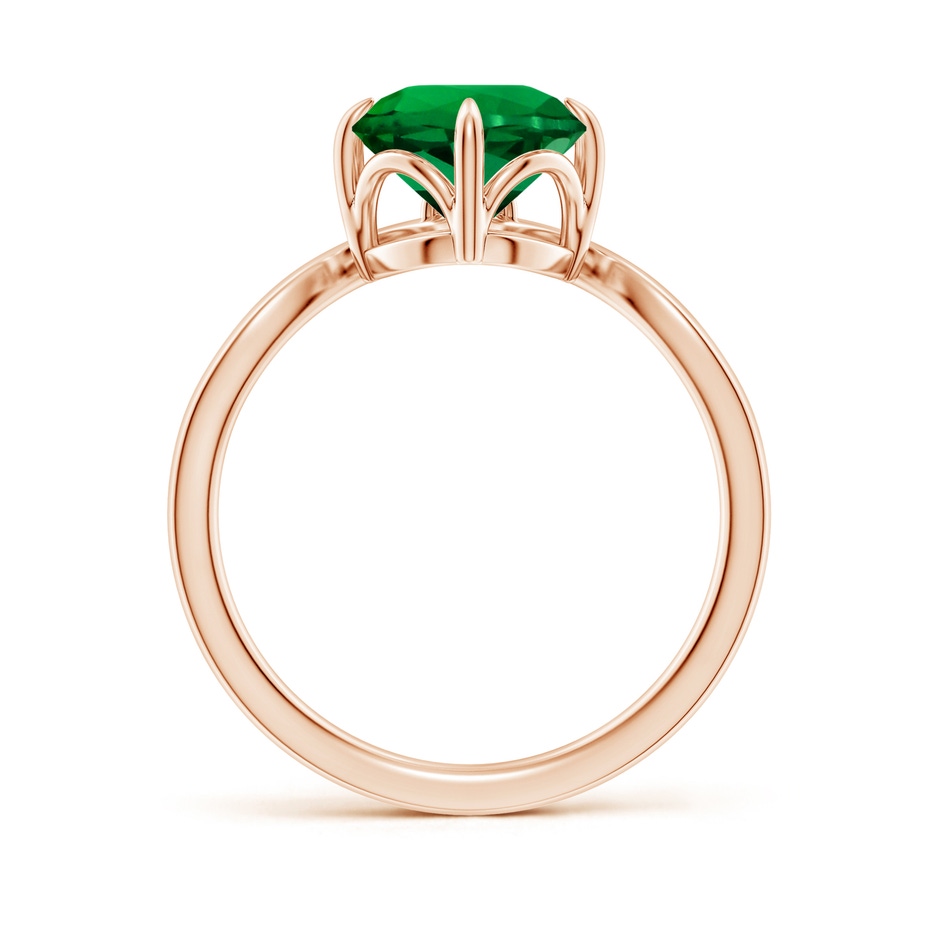 8mm Labgrown Lab-Grown Prong-Set Round Emerald Chevron Engagement Ring in 18K Rose Gold side 199