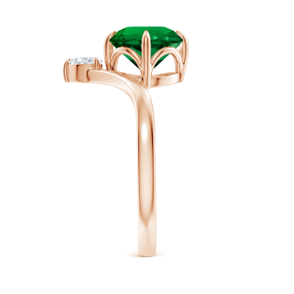 8mm Labgrown Lab-Grown Prong-Set Round Emerald Chevron Engagement Ring in 18K Rose Gold side 299