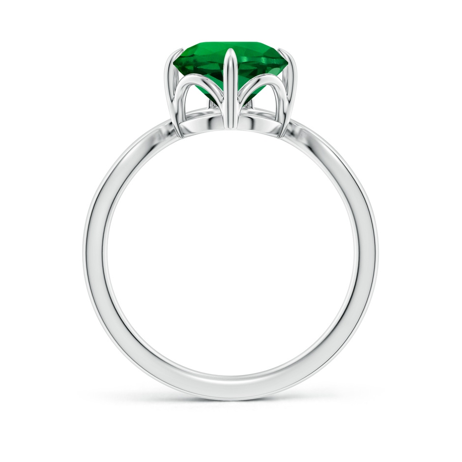 8mm Labgrown Lab-Grown Prong-Set Round Emerald Chevron Engagement Ring in 18K White Gold side 199