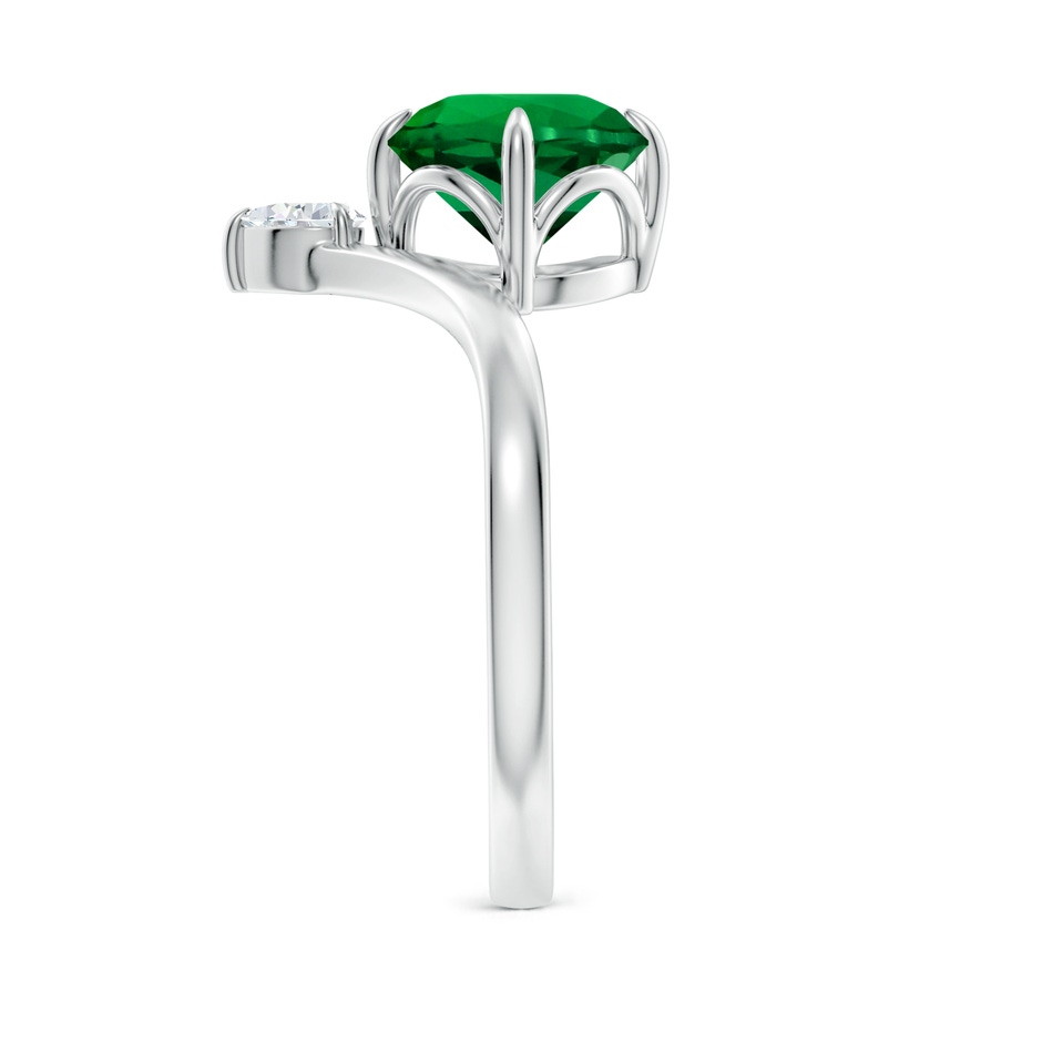 8mm Labgrown Lab-Grown Prong-Set Round Emerald Chevron Engagement Ring in P950 Platinum side 299