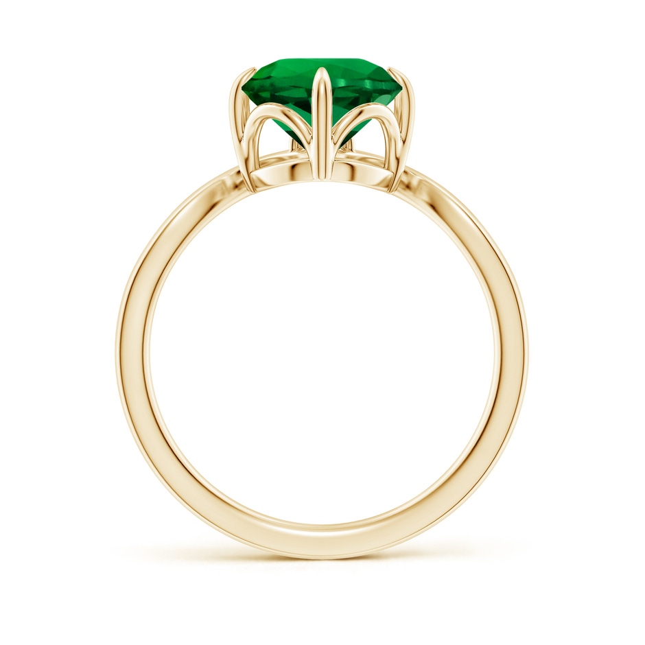 8mm Labgrown Lab-Grown Prong-Set Round Emerald Chevron Engagement Ring in Yellow Gold side 199