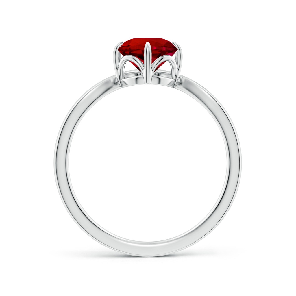 6.5mm Labgrown Lab-Grown Prong-Set Round Ruby Chevron Engagement Ring in White Gold Side 199