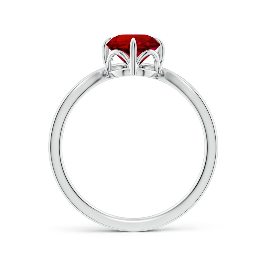 6.5mm Labgrown Lab-Grown Prong-Set Round Ruby Chevron Engagement Ring in White Gold side 199