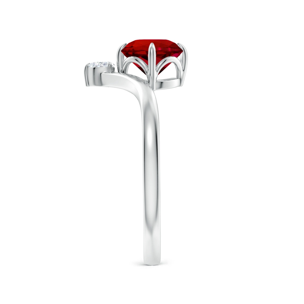 6.5mm Labgrown Lab-Grown Prong-Set Round Ruby Chevron Engagement Ring in White Gold Side 299