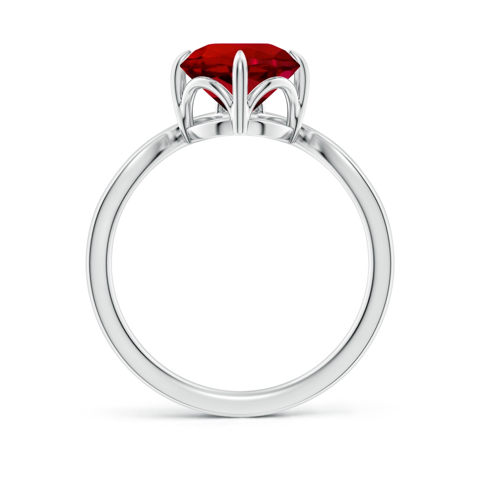 8mm Labgrown Lab-Grown Prong-Set Round Ruby Chevron Engagement Ring in 18K White Gold side 199