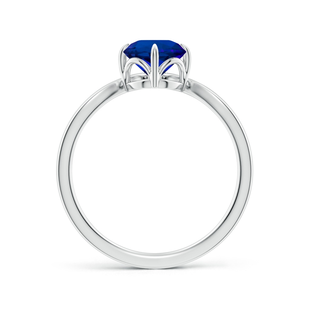 6.5mm Labgrown Lab-Grown Prong-Set Round Blue Sapphire Chevron Engagement Ring in White Gold Side 199