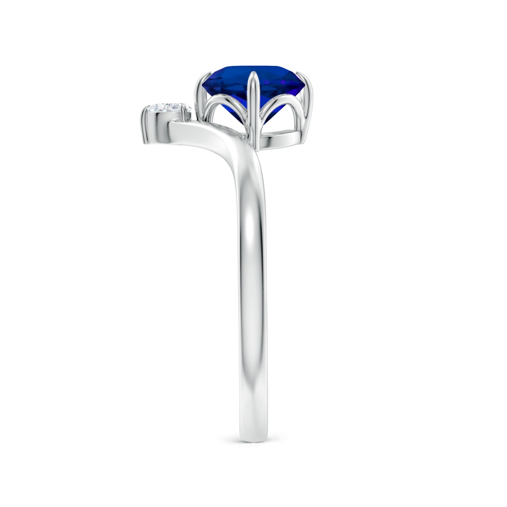 6.5mm Labgrown Lab-Grown Prong-Set Round Blue Sapphire Chevron Engagement Ring in White Gold Side 299