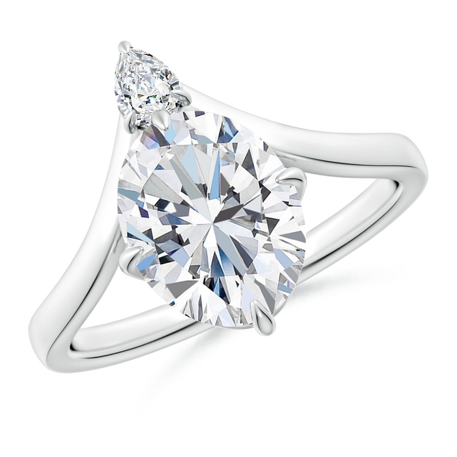 10x8mm FGVS Lab-Grown Prong-Set Oval Diamond Chevron Engagement Ring in P950 Platinum 
