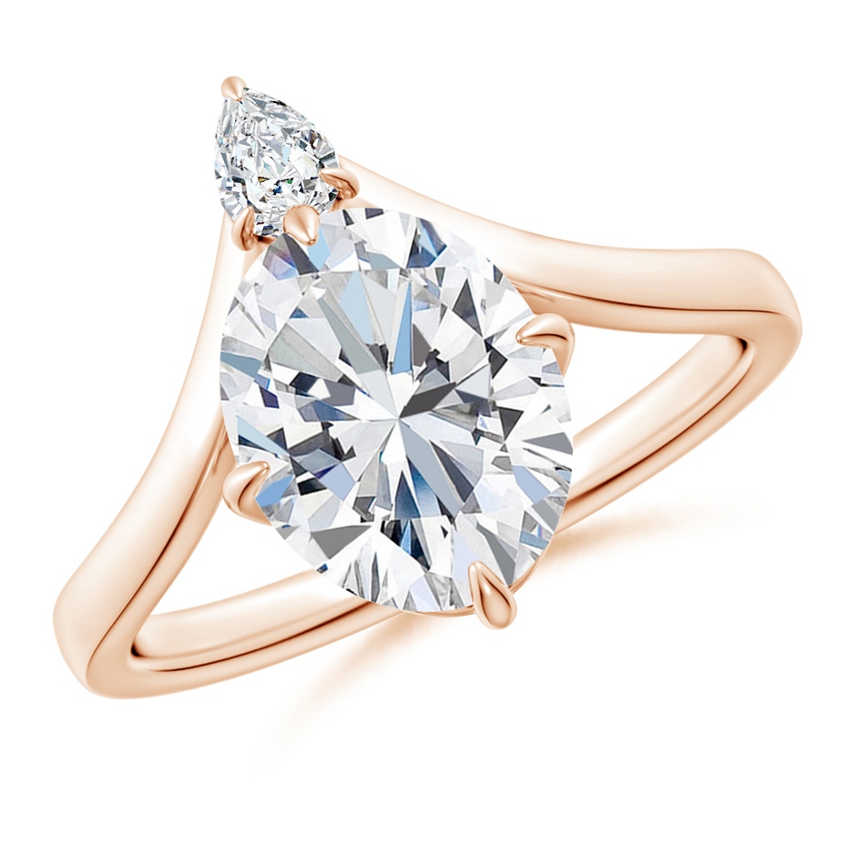10x8mm FGVS Lab-Grown Prong-Set Oval Diamond Chevron Engagement Ring in Rose Gold 