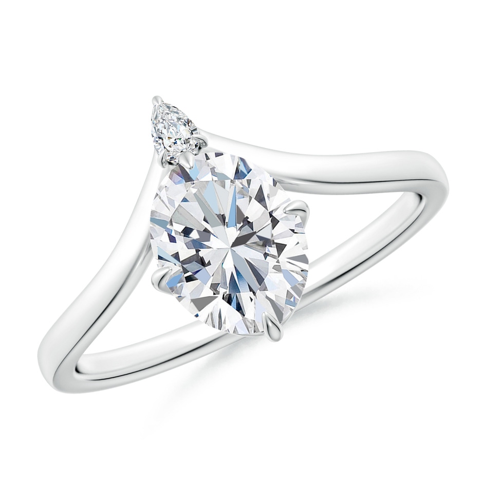 8x6mm FGVS Lab-Grown Prong-Set Oval Diamond Chevron Engagement Ring in 9K White Gold 
