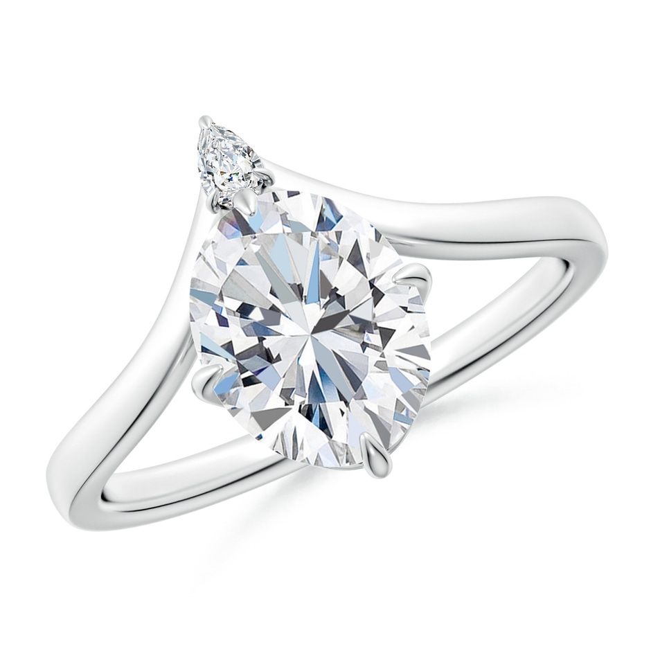 9x7mm FGVS Lab-Grown Prong-Set Oval Diamond Chevron Engagement Ring in P950 Platinum 